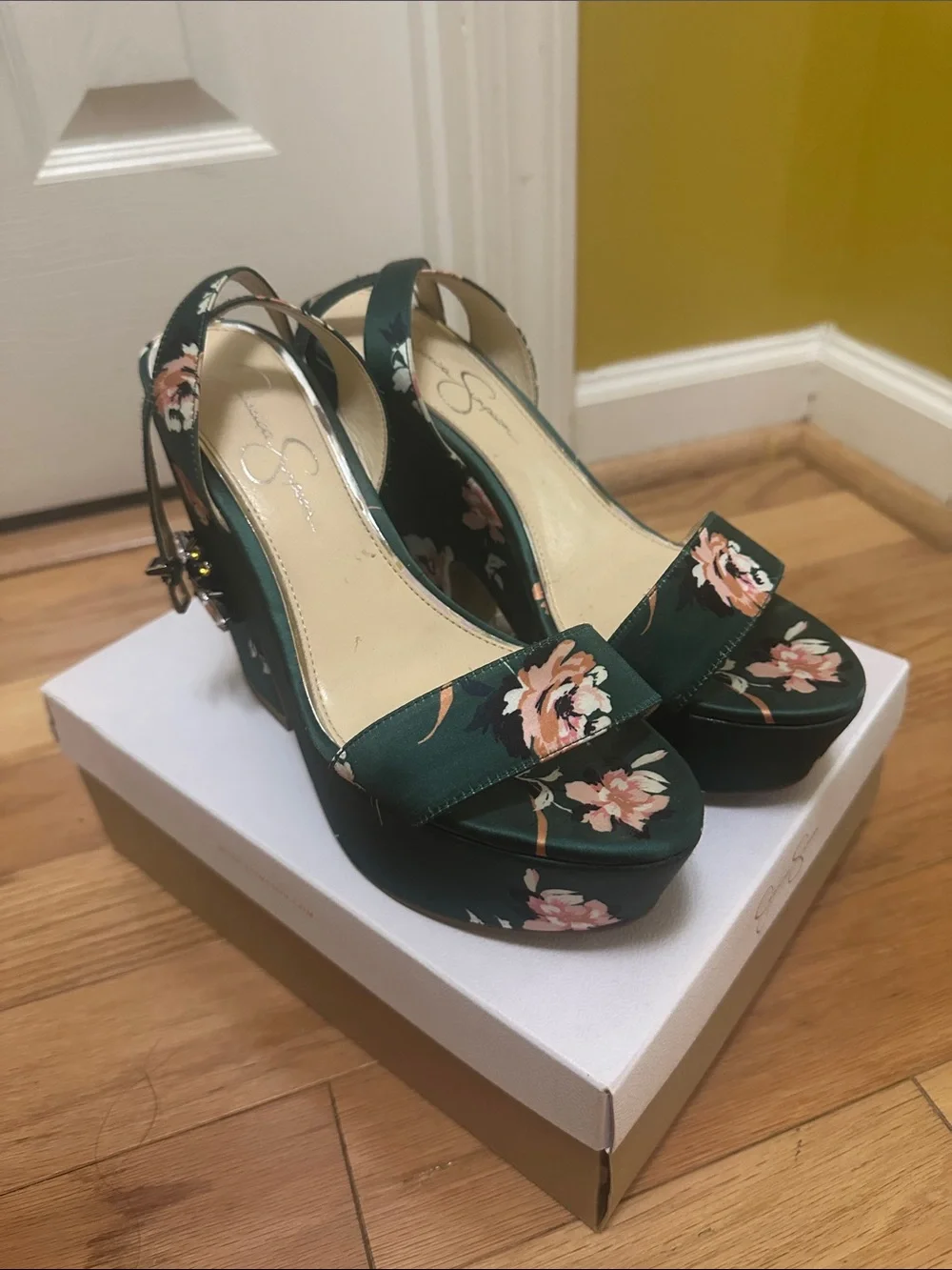 Floral Green Platform Slingback Sandals - Jessica Simpson